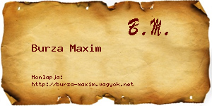 Burza Maxim névjegykártya